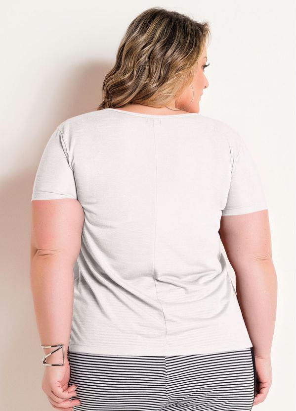 

T-Shirt Branca Plus Size com Estampa de Frase, Branco