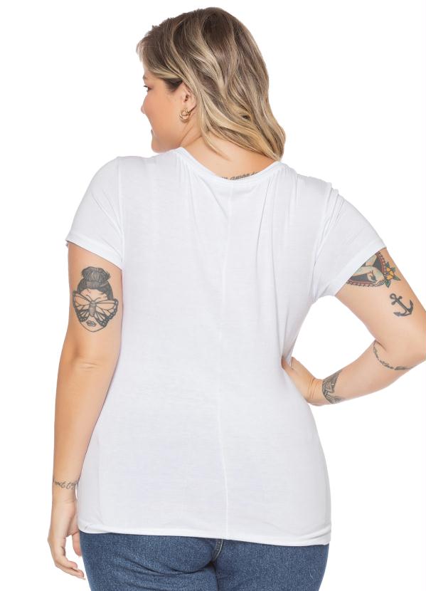 

T-Shirt Feminina com Estampa Básica Branco