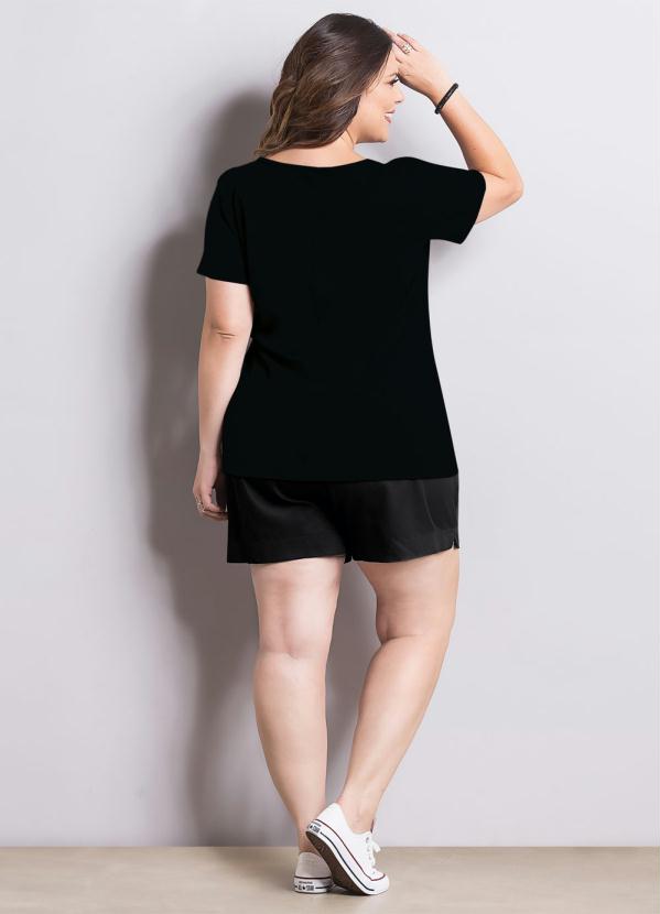 

T-Shirt Marguerite Preta Plus Size, Preto