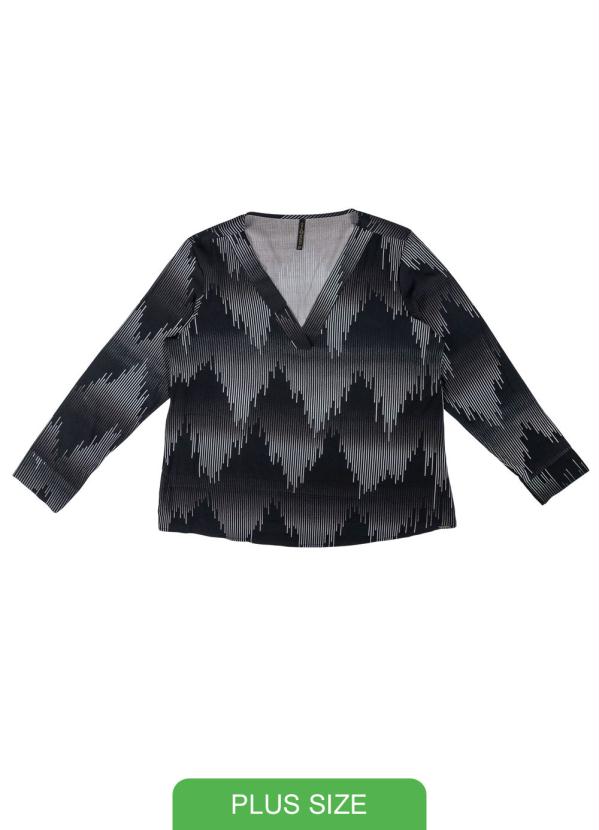 

Blusa com Decote V e Estampa Preto