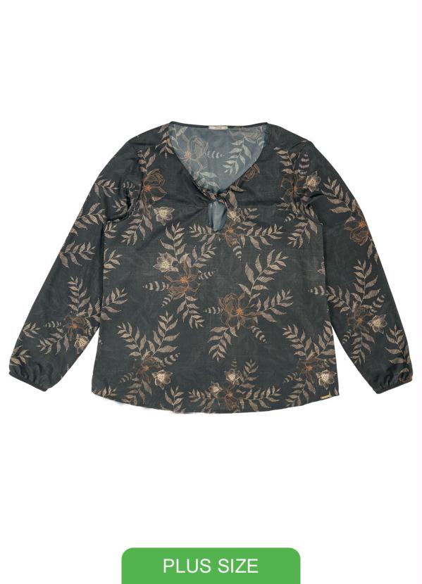 

Blusa com Estampa Floral Cinza