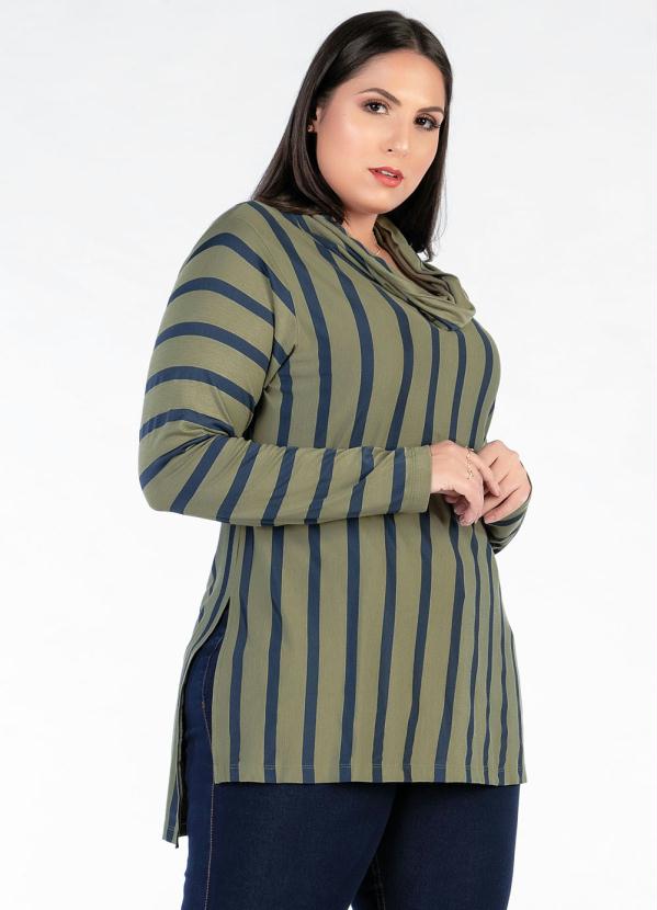 

Blusa Plus Size Listrada Mullet, Verde