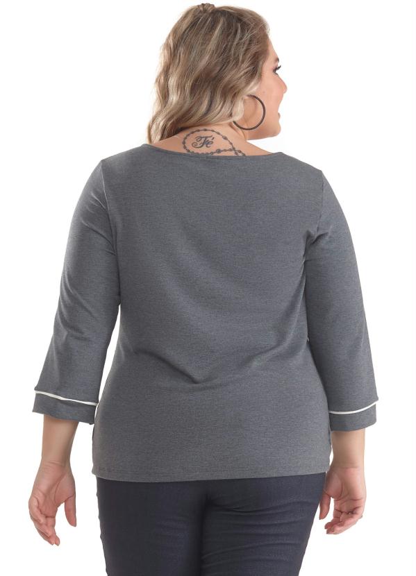 

Blusa Plus Size Moletinho Mescla Escuro, Cinza