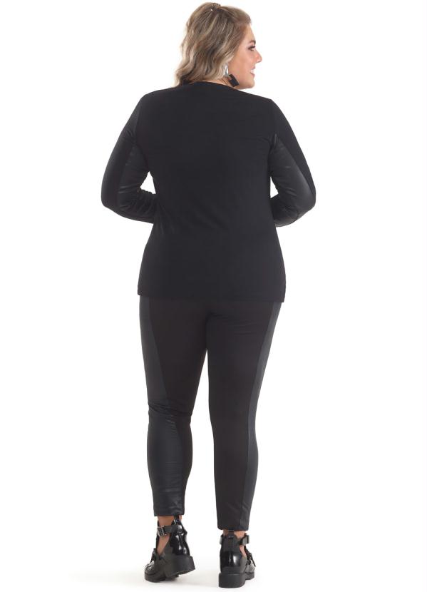 

Blusa Plus Size Viscolycra com Cirrê Preto