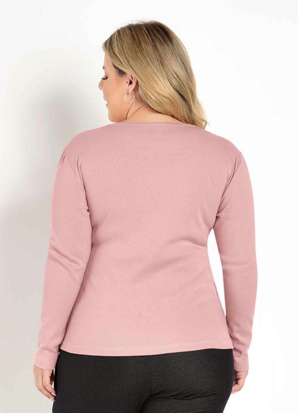 

Blusa Rosa Justa com Mangas Longas Plus Size