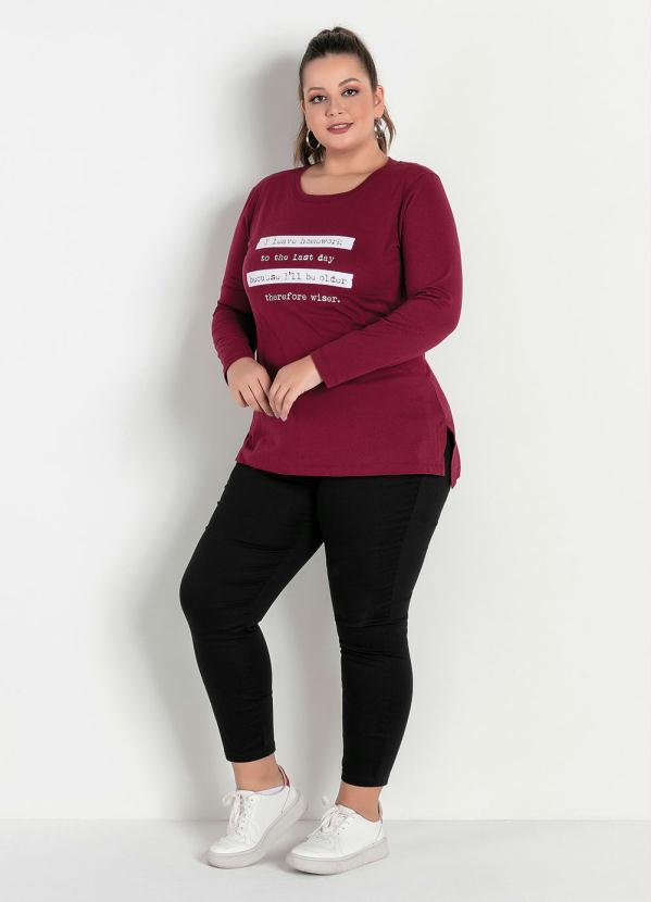 

Blusa Vinho Alongada com Barra Mullet Plus Size, Roxo