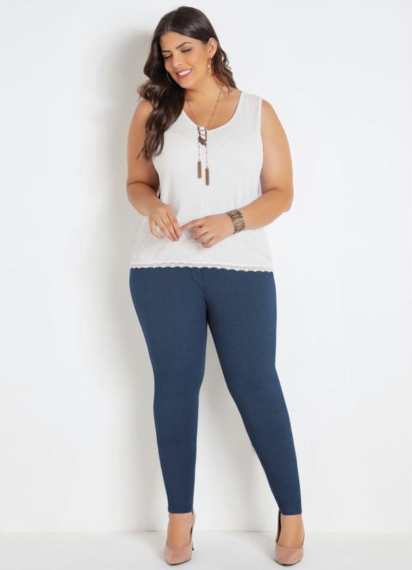 

Regata Branca com Renda Plus Size, Branco