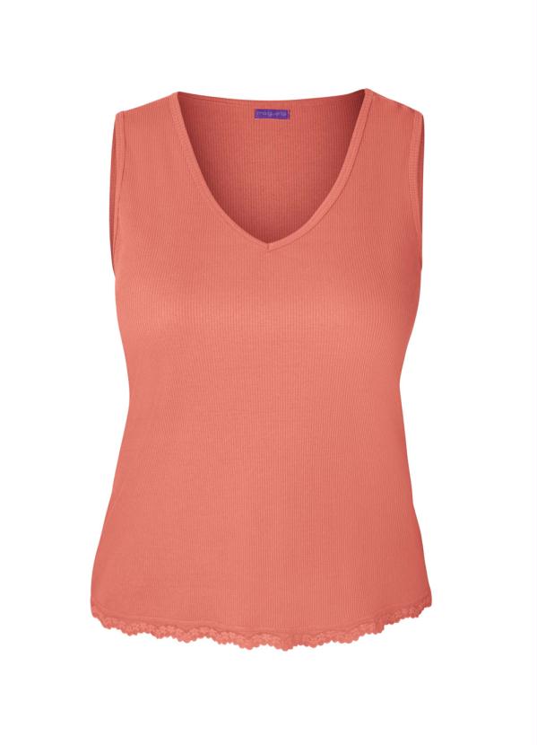 

Regata Coral com Renda Plus Size, Laranja