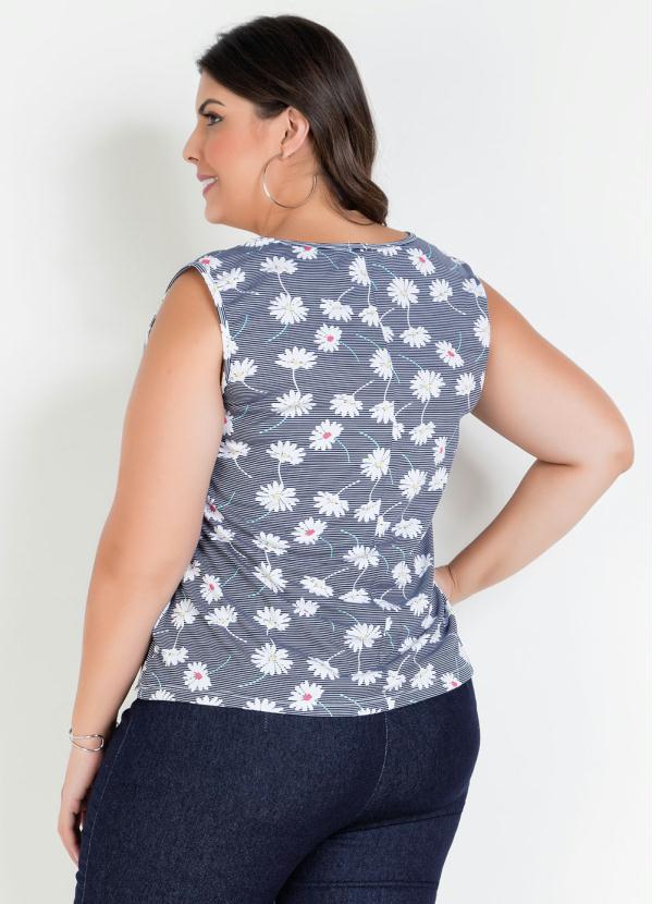 

Regata Floral Plus Size, Azul