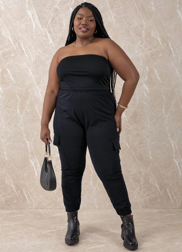 

Top Preto com Elástico Plus Size