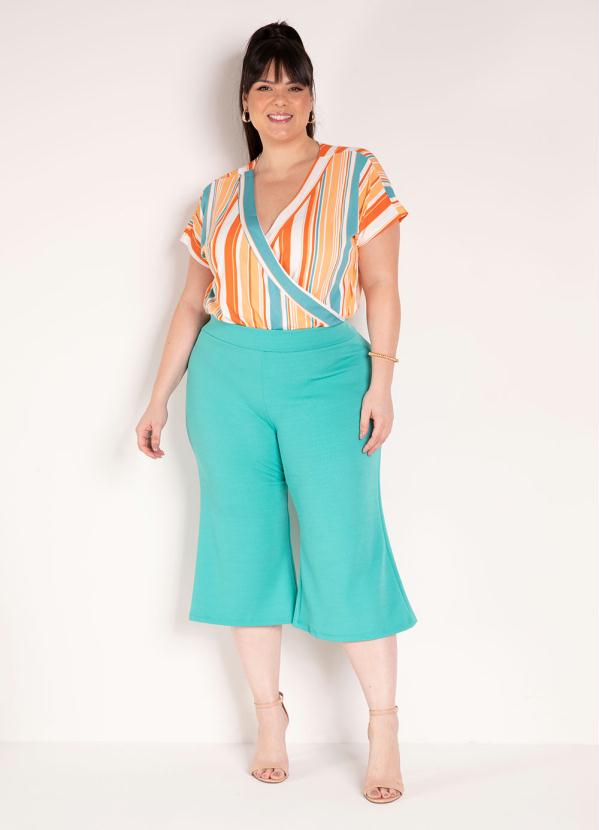 

Body Listrado Laranja Transpassado Plus Size