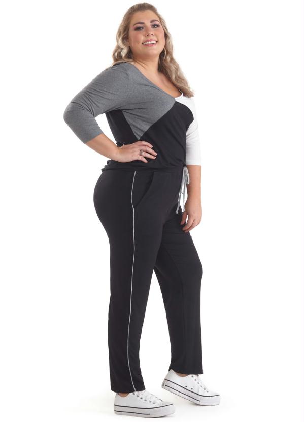 

Calça Plus Size Mescla Escuro, Cinza