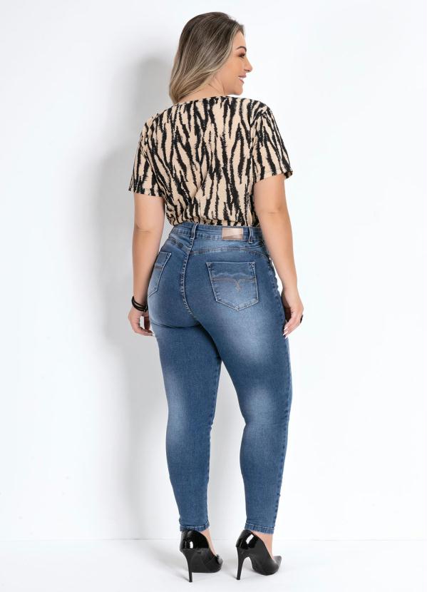 

Calça Jeans Cigarrete com Puído Sawary Plus Size, Azul