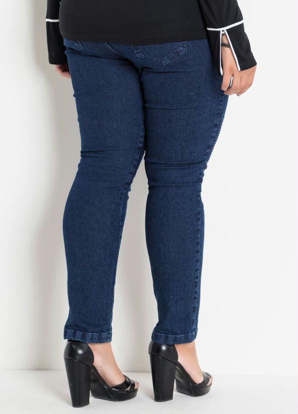 

Calça Jeans Plus Size com Efeitos no Joelho, Azul