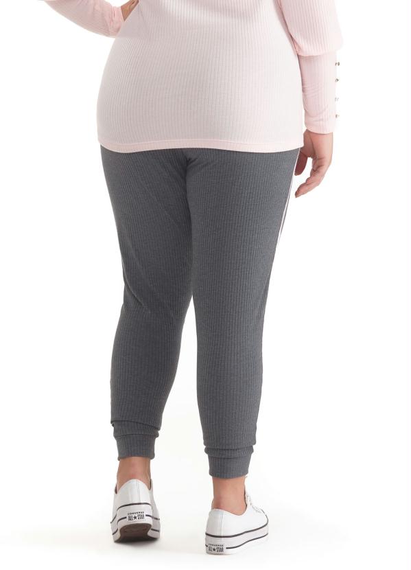 

Calça Plus Size Canelada Mescla Escuro, Cinza