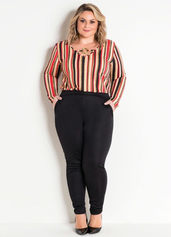 

Calça com Bolsos Preta Plus Size, Preto