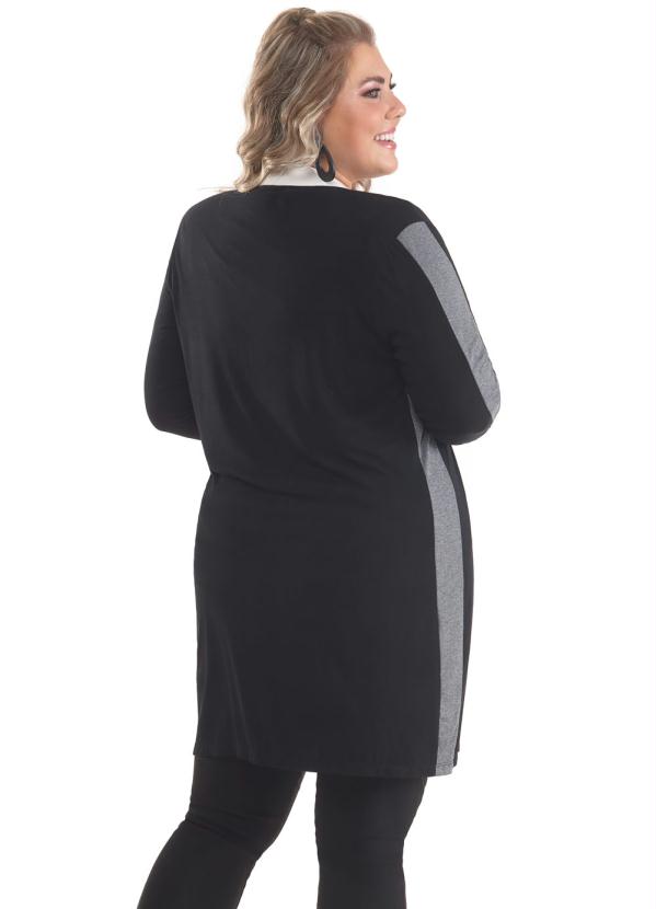 

Cardigan Plus Size Viscolycra com Recortes Preto