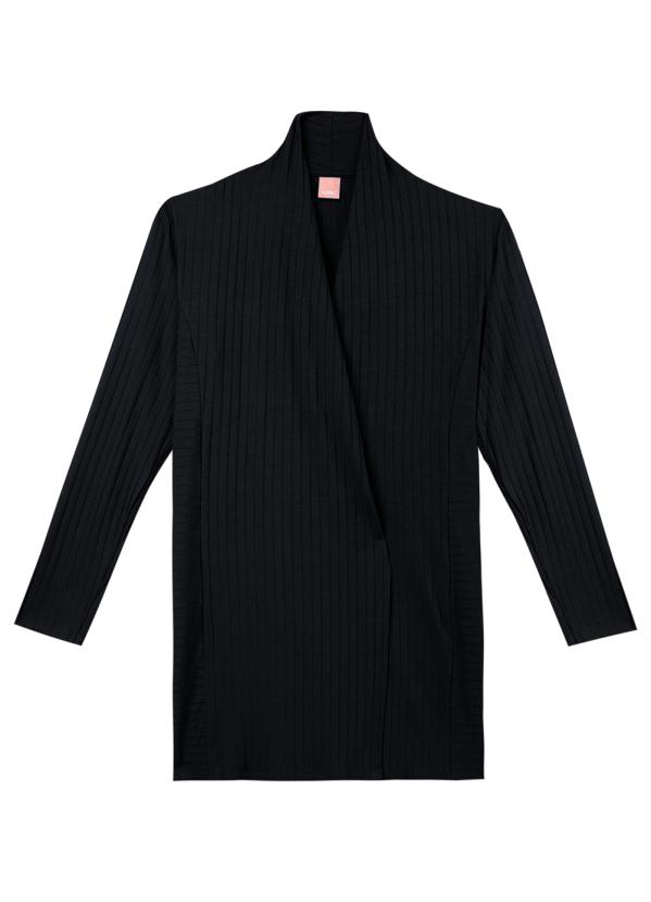 

Cardigan Preto em Viscose Canelada