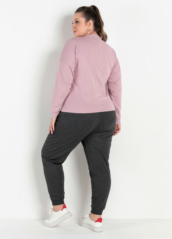 

Casaco Rosê com Estampa na Frente Plus Size, Rosa