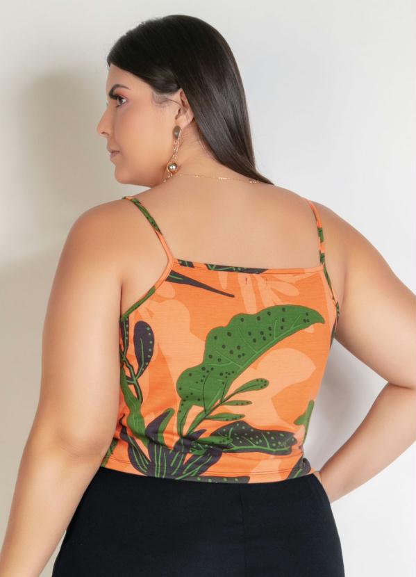 

Cropped Folhagem com Botões e Alças Plus Size, Laranja