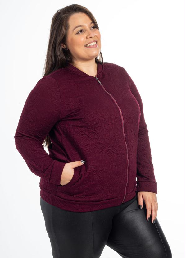 

Jaqueta Plus Size com Zíper Bordô, Vermelho