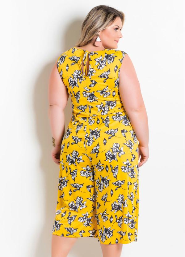 

Macacão Pantacourt Plus Size Floral Amarelo