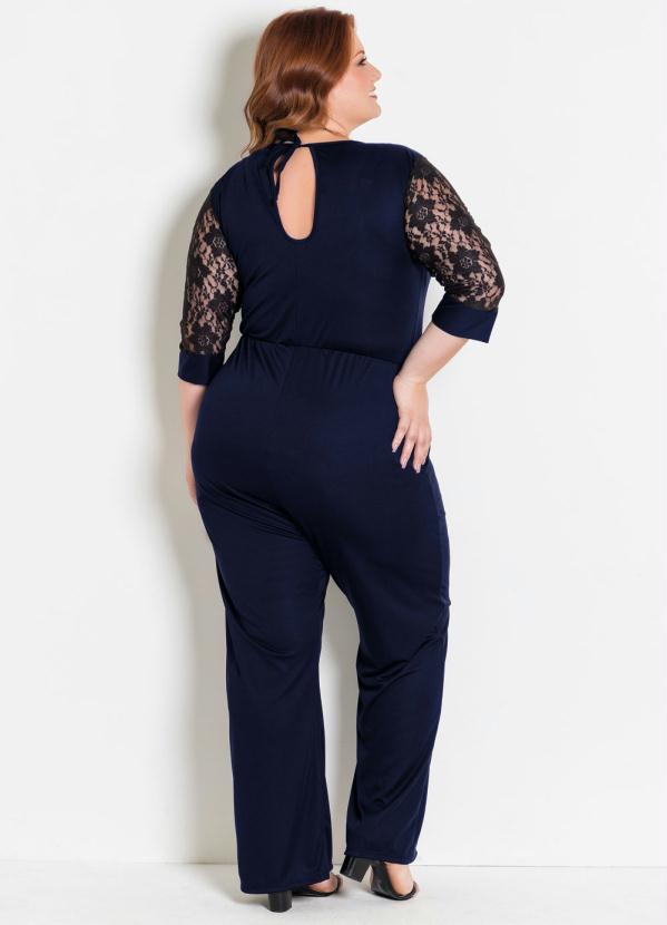 

Macacão Pantalona Marinho Plus Size, Azul