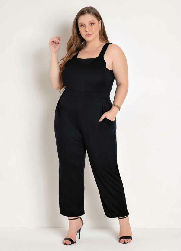 

Macacão Preto com Alças Largas Plus Size