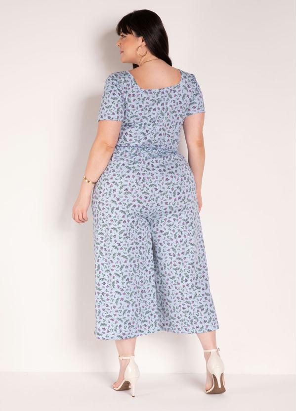 

Macacão Floral Azul Pantacourt Plus Size