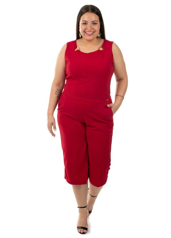 

Macacao Pantacourt Bordo Gris Plus Size, Roxo