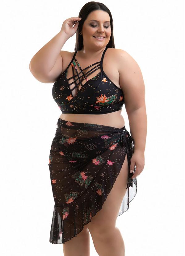 

Canga Estampada Plus Size Preto