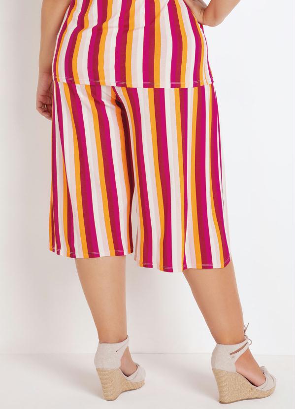 

Calça Envelope com Amarração Listrada Plus Size, Rosa