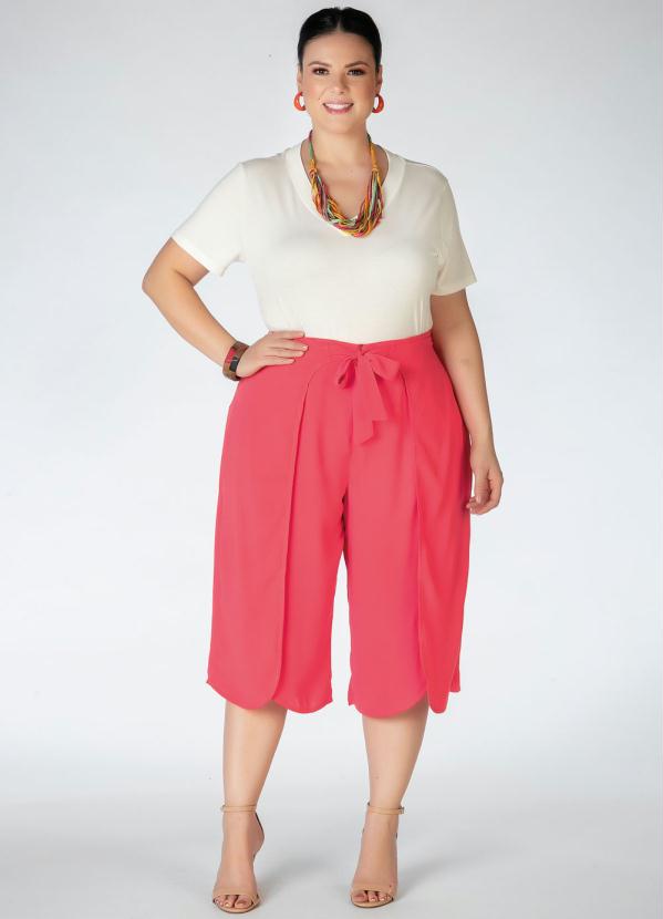 

Pantacourt Plus Size Coral com Amarração, Laranja