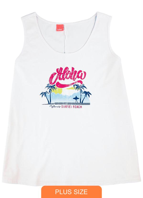 

Blusa Branca Aloha em Meia Malha, Branco