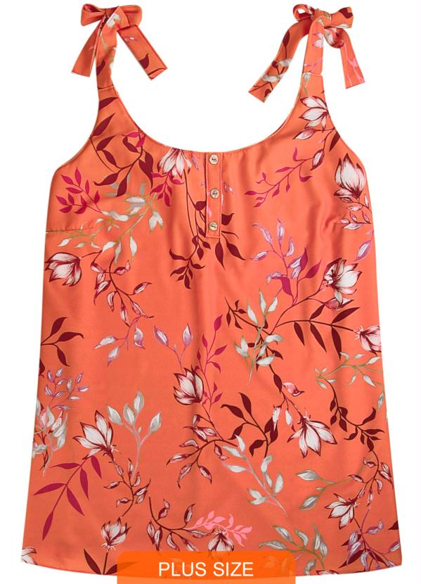 

Blusa Laranja Floral com Amarração