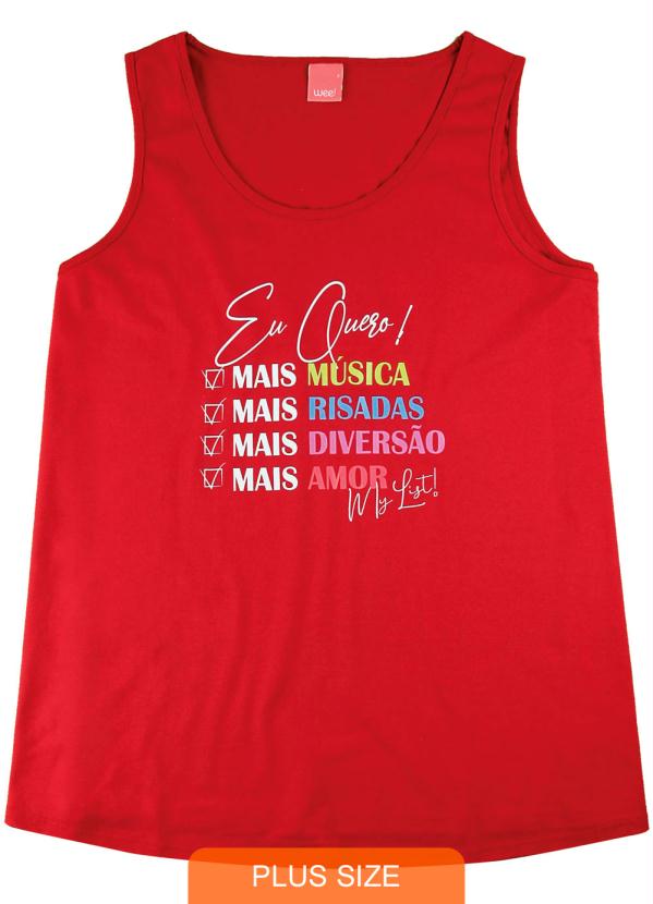 

Blusa Vermelha Check List em Meia Malha, Vermelho