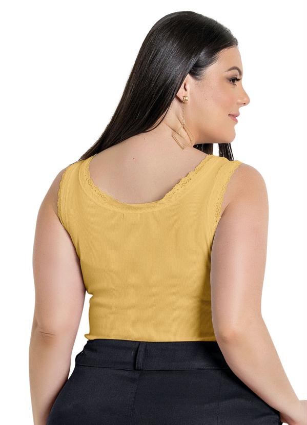 

Regata Mostarda Detalhe Renda Plus Size, Amarelo