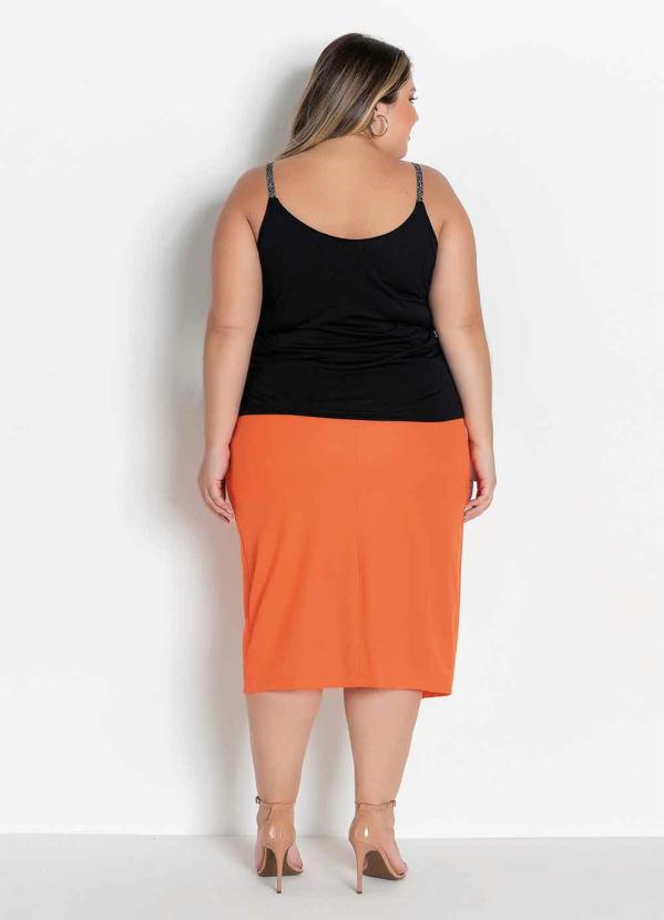 

Saia Laranja com Transpasse e Fenda Plus Size