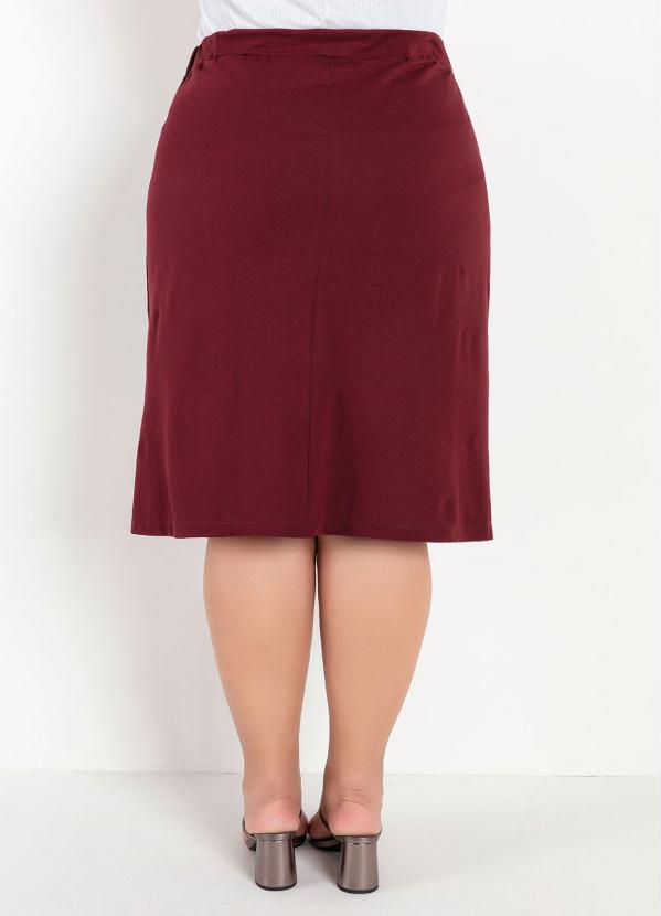 

Saia Midi Bordô com Botões e Fendas Plus Size, Roxo