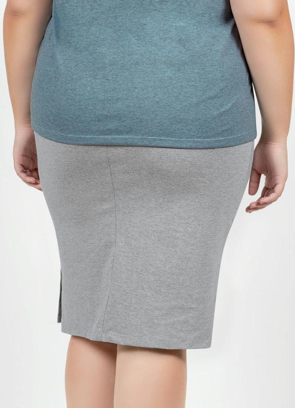 

Saia Midi Mescla com Fendas Laterais Plus Size, Cinza