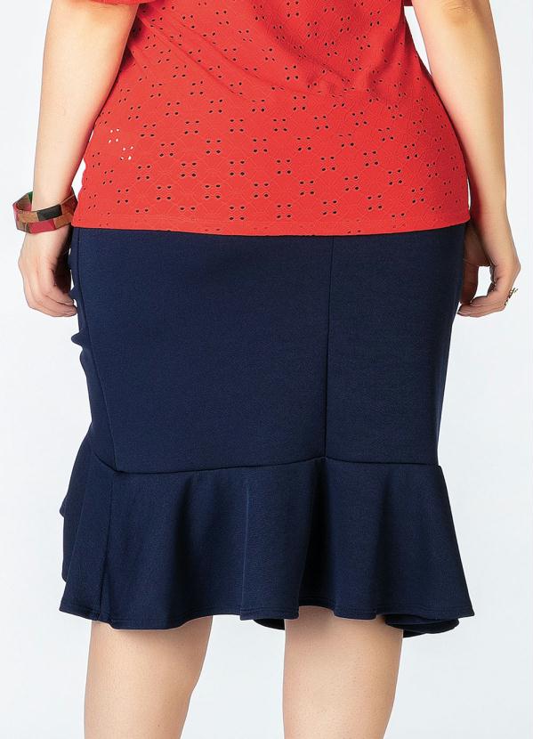 

Saia Midi Plus Size Azul Drapeada