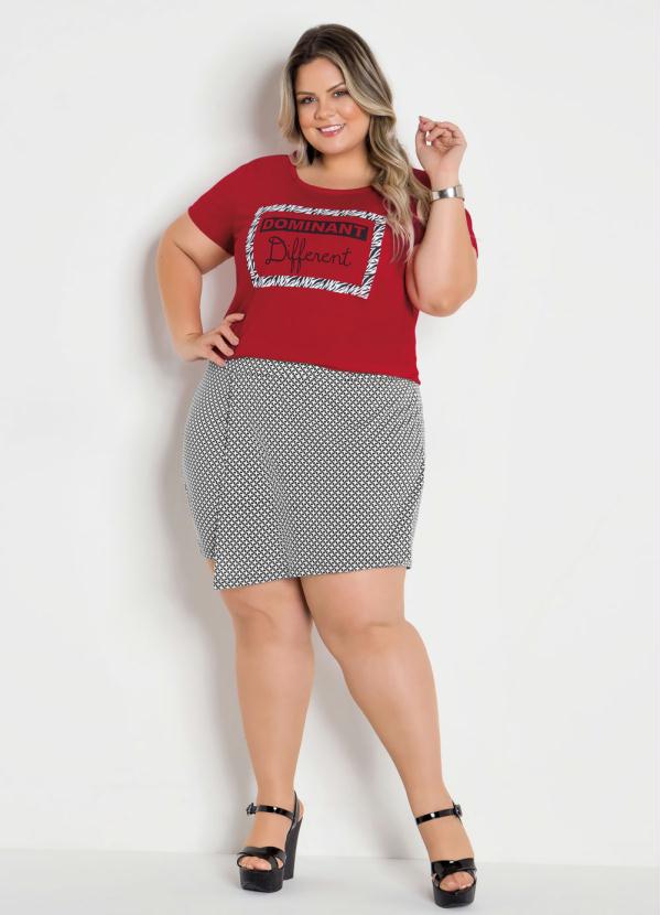 

Short Saia Xadrez Plus Size, Branco