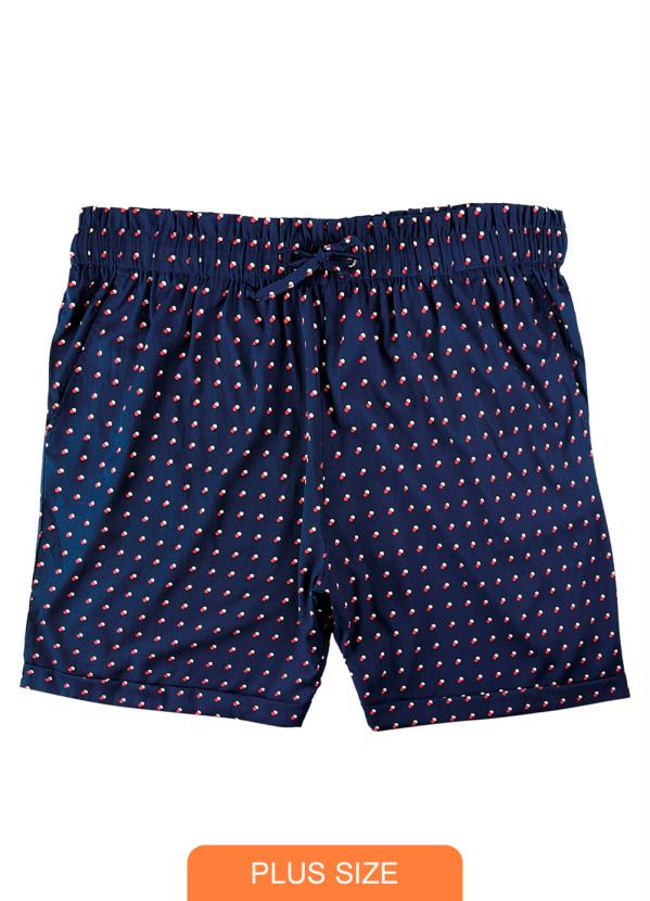 

Shorts Azul Marinho Poá em Tecido Plano