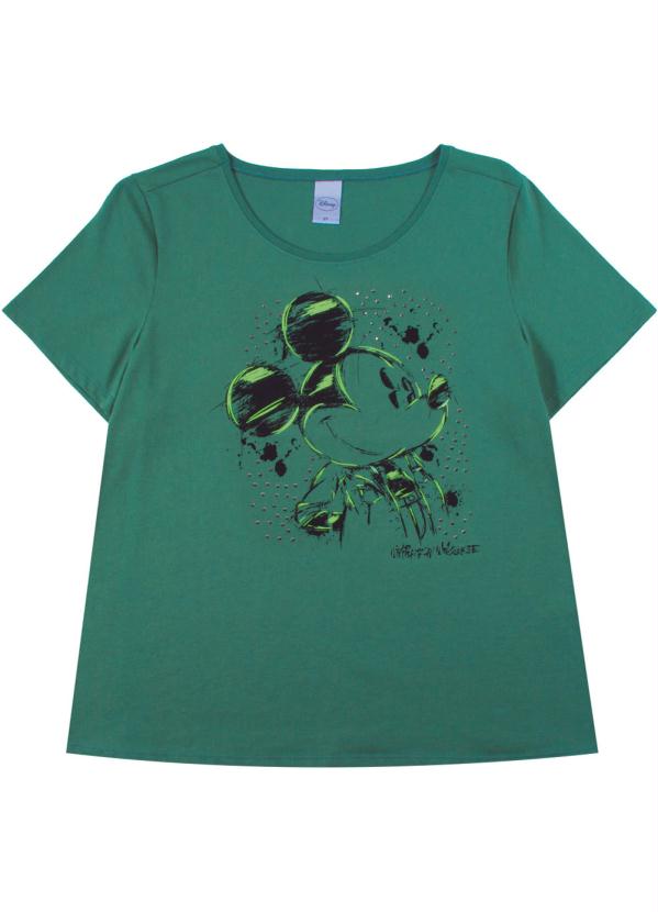 

Blusa Manga Curta Estampada com Pedraria Verde