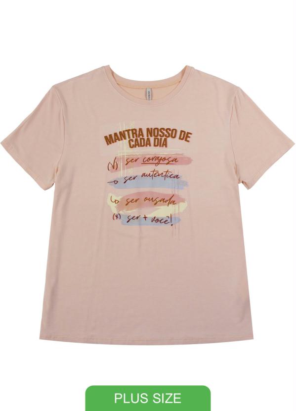 

Blusa Manga Curta T-Shirt com Estampa Rosa