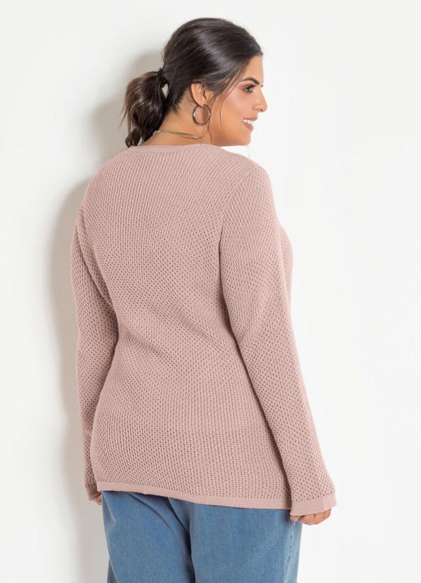 

Casaco Tricô com Botões Rosê Plus Size, Rosa