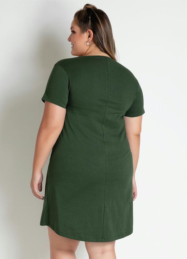 

T-Shirt Dress Verde Militar Plus Size