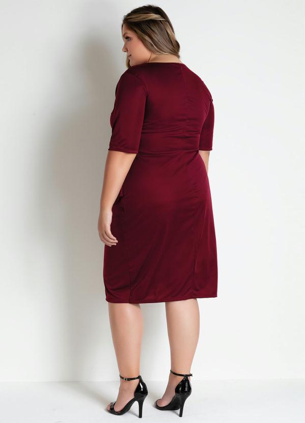 

Vestido Bordô com Laço Plus Size, Vermelho