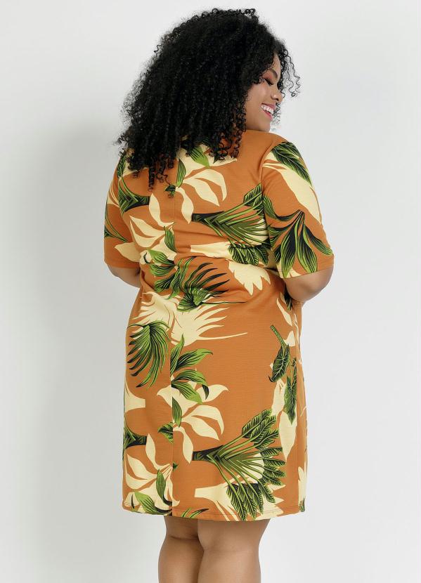 

Vestido Curto Folhagem com Bolso Plus Size, Laranja