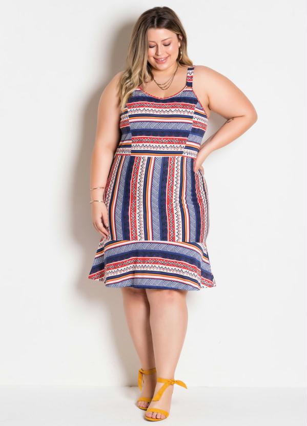 

Vestido Étnico de Alças Largas Plus Size, Laranja